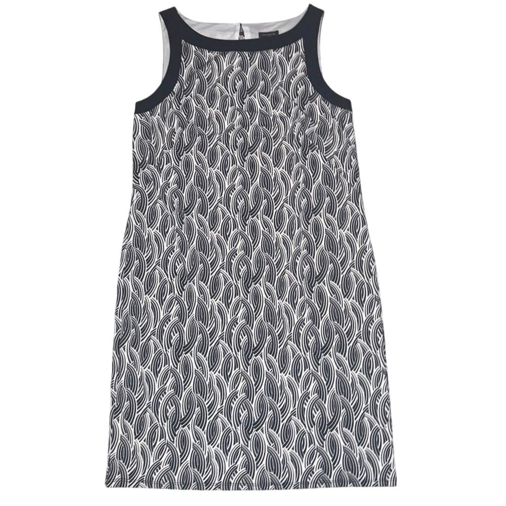 Ann Taylor Loft Womens Shift Dress Size S Black White Geometric Sleeveless